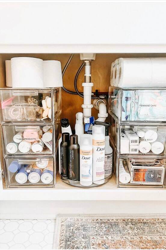organization under bathroom sink