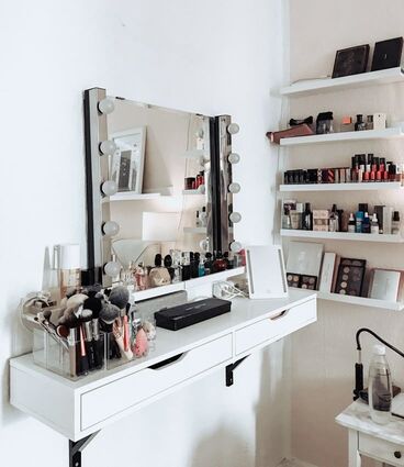 floating makeup vanity