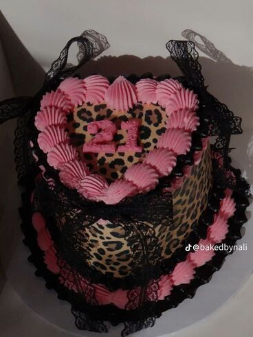 pink cheetah birthday cake