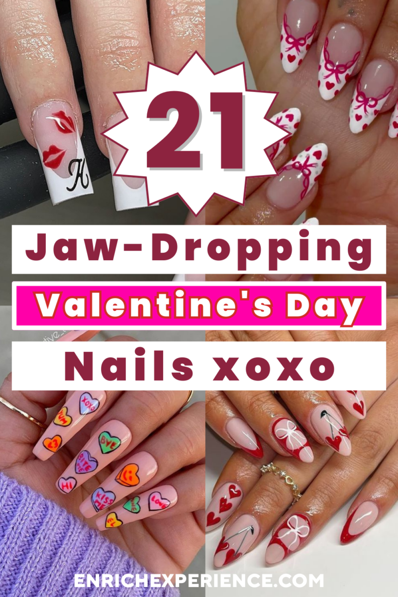 pink and red valentine nails 