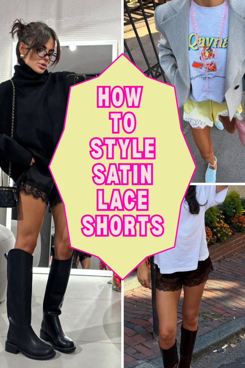 satin lace shorts outfit 